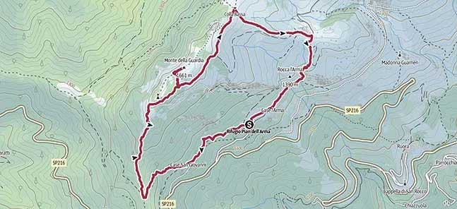 Trekking path Anello Monte della Guardia. The stages from the Pian dell'Arma refuge